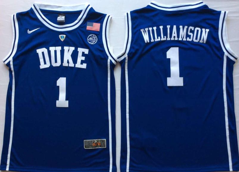 NCAA Men Duke Blue Devils Blue #1 WILLIAMSON->->NCAA Jersey